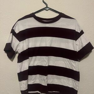 Striped Maroon and White Womens Shirt